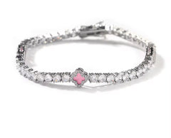 PINK MINI CLOVER TENNIS BRACELET