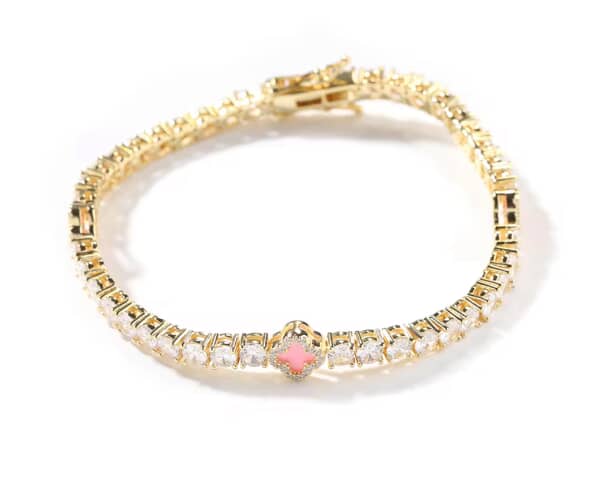 PINK MINI CLOVER TENNIS BRACELET