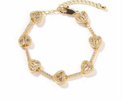 TRIPLE HEART TENNIS BRACELET
