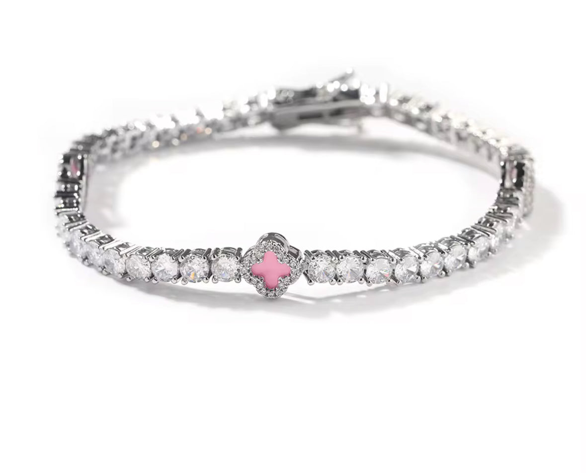 PINK MINI CLOVER TENNIS BRACELET